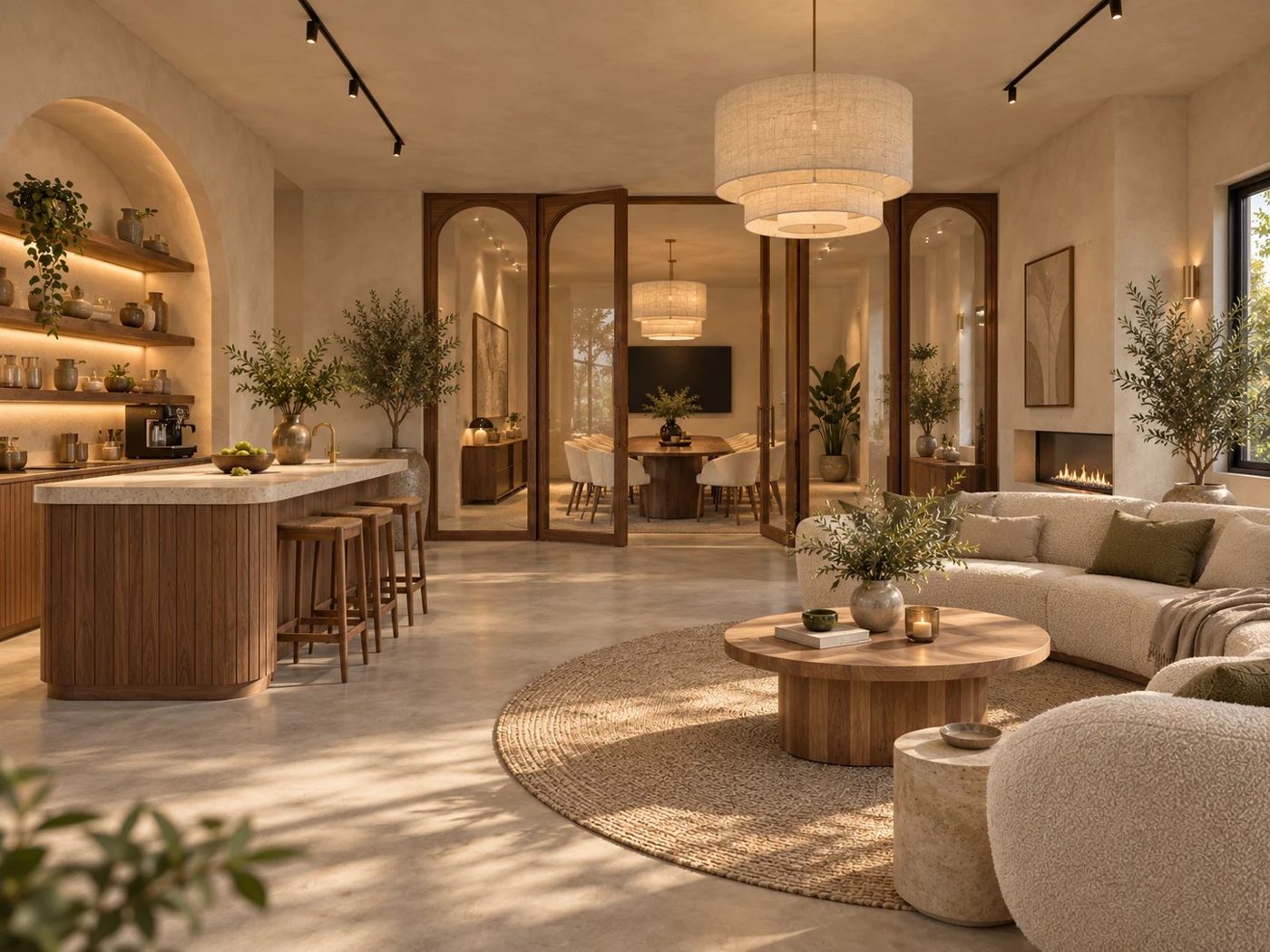 Artist impression van The Gathering Space met keuken, zithoek en vergaderruimte